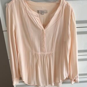 LOFT Soft Blush Button-Front Peasant Top